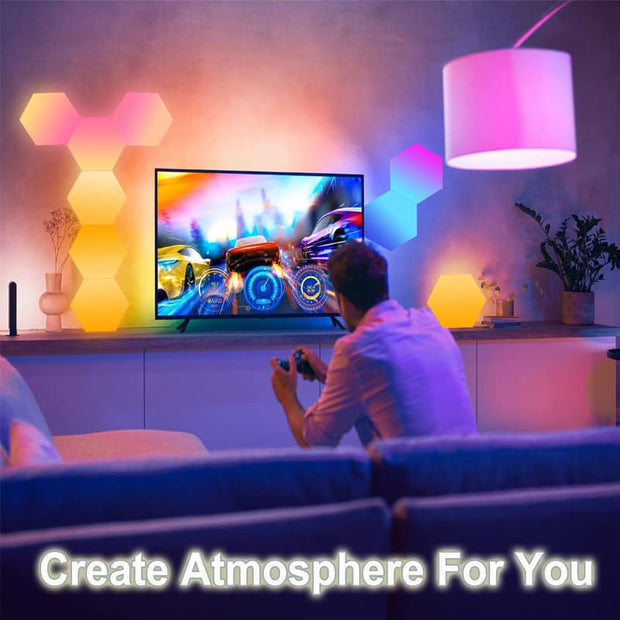 Hexagon Light Panels, Music Sync RGB Hexagon LED Lights Gaming Lights with App & Remote Control for Home Decor Gaming