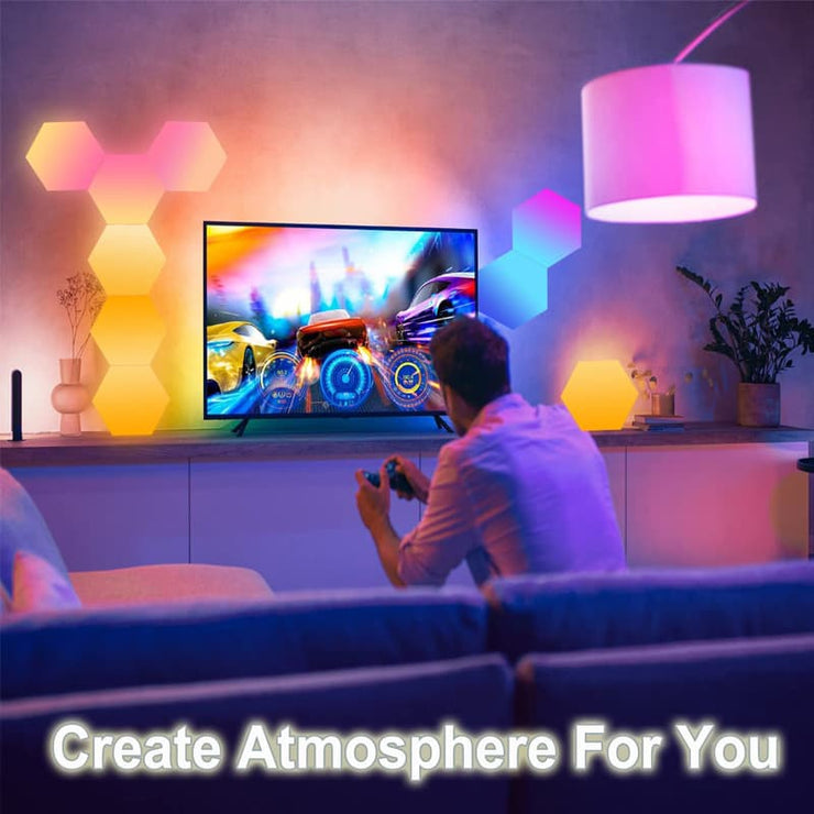 Hexagon Light Panels, Music Sync RGB Hexagon LED Lights Gaming Lights with App & Remote Control for Home Decor Gaming