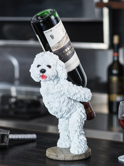 Modern Wine Rack Brown Resin Teddy Dog Decorative Countertop Wine Bottle Holder