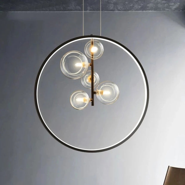 Black Pendant Light Minimalist Glass Globe LED Light for Dining Room