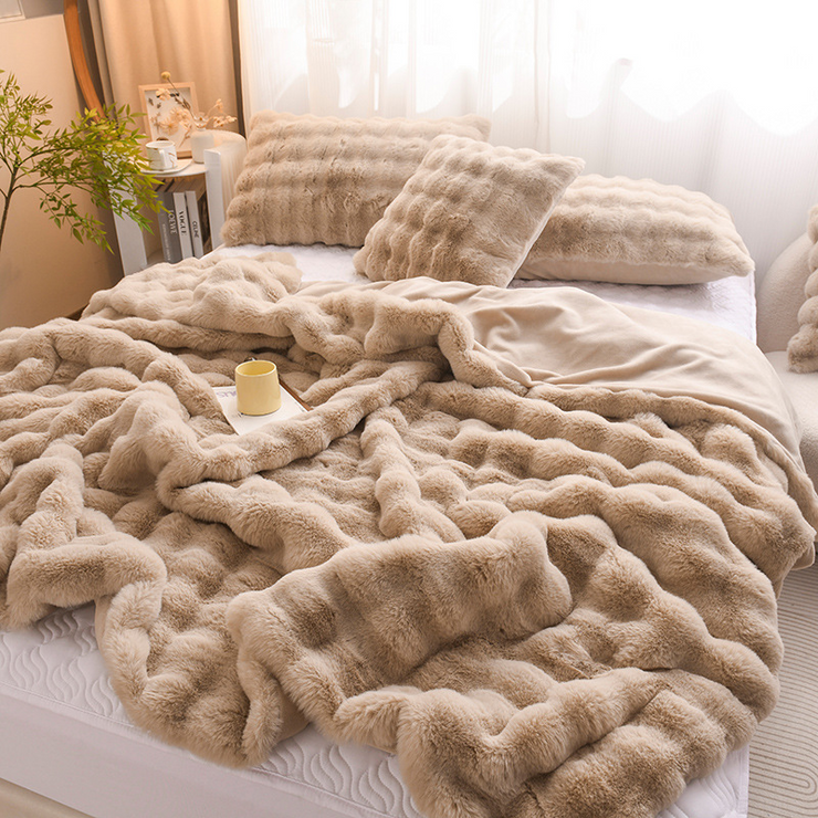 Rabbit Faux-Fur Blanket Throw