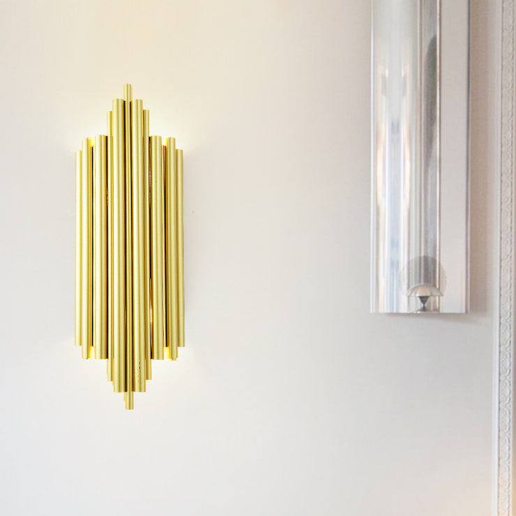 Glam Fluted Gold Wall Sconce 2-Light Flush Mount Wall Lighting