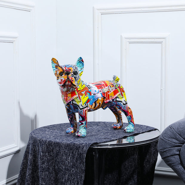 French Bulldog Graffiti Painted Statue