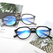 Retro Double Beam Polygonal Frame Anti-Blue Glasses