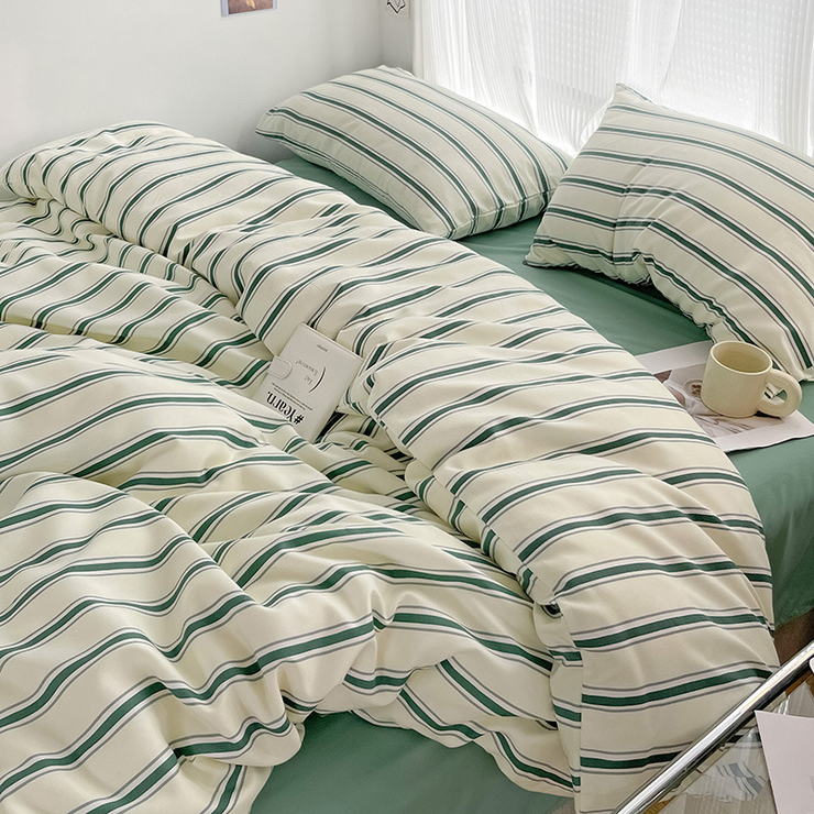 Minimalist Striped Sage Bedding Set