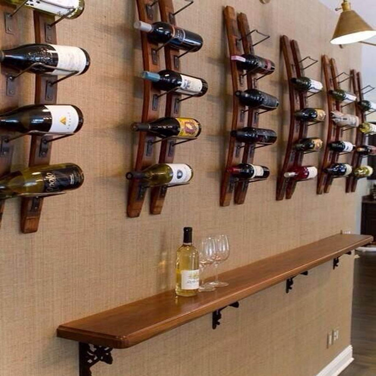 Rustic Wooden Natural Wall Mounted Wine Rack 5-Bottle