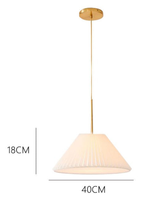 Nordic Minimalist Pleated PVC Fabric Drum Cone 1-Light Pendant Light