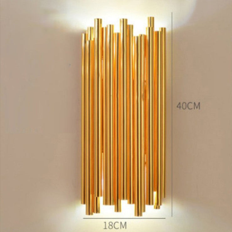 Glam Fluted Gold Wall Sconce 2-Light Flush Mount Wall Lighting