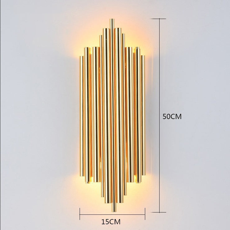 Glam Fluted Gold Wall Sconce 2-Light Flush Mount Wall Lighting