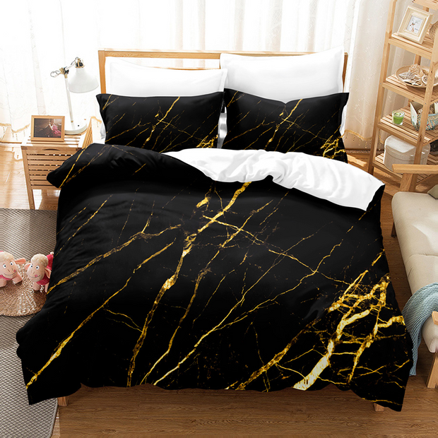 Black Marble Duvet Cover Set