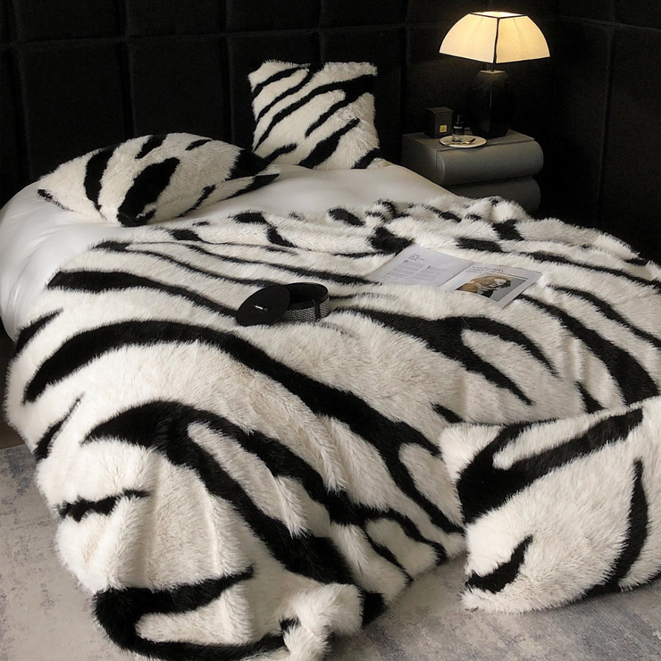 Zebra Faux Fur Blanket