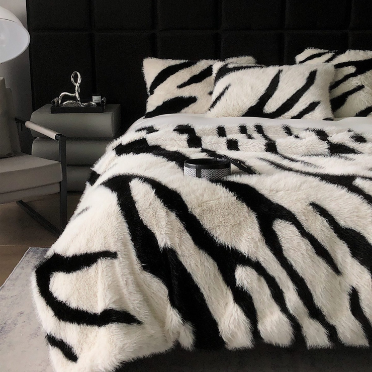 Zebra Faux Fur Blanket