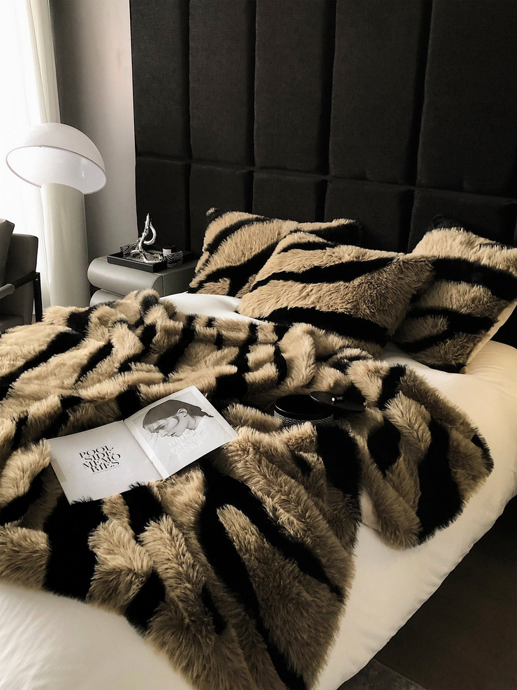 Zebra Faux Fur Blanket