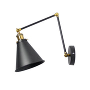 Industrial Retro Double Swing Arm Wall Sconce in Black & Brass