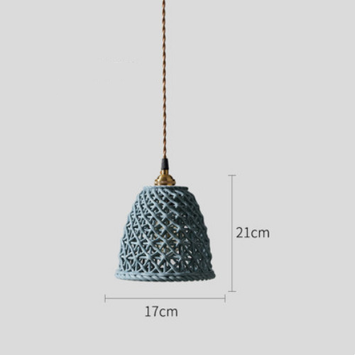 Modern Japanese Porcelain Openwork 1-Light Dome Pendant Light