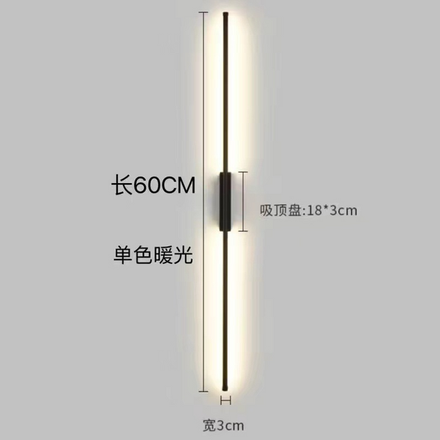 Nordic Minimalist Black Linear LED Mirror Front Light Wall Sconce Lamps