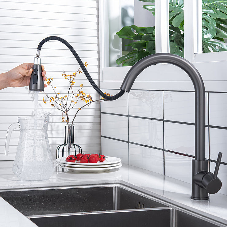 Pull Out Kitchen Tap Brushed Gold with Dual Function Sprayer