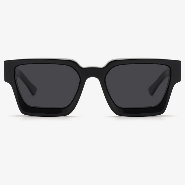 Bright Black Plate Frame Polarized Sunglasses