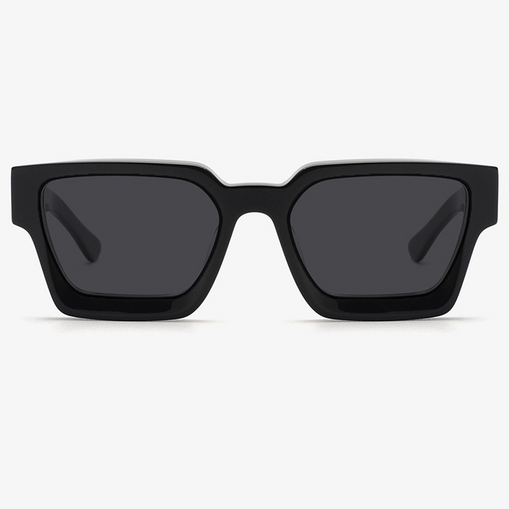 Bright Black Plate Frame Polarized Sunglasses