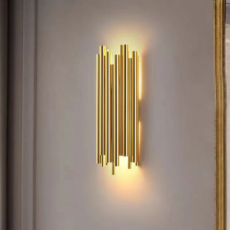 Glam Fluted Gold Wall Sconce 2-Light Flush Mount Wall Lighting