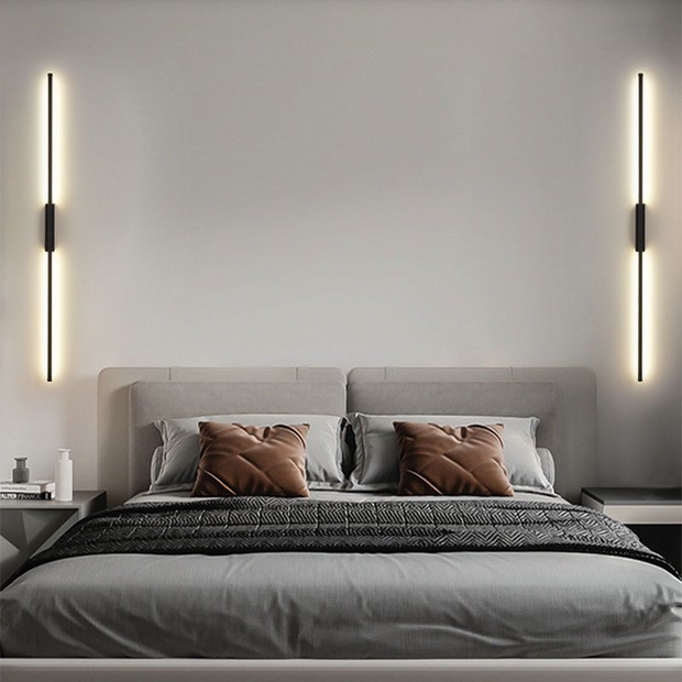 Nordic Minimalist Black Linear LED Mirror Front Light Wall Sconce Lamps