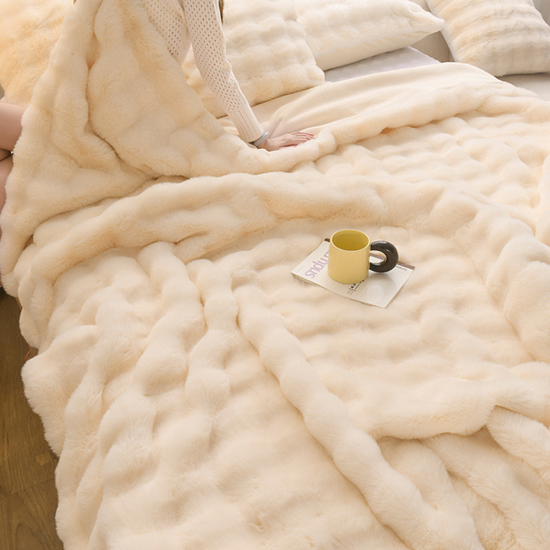 Rabbit Faux-Fur Blanket Throw