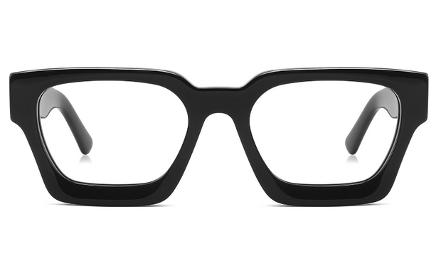 Bright Black Plate Frame Anti-Blue Glasses