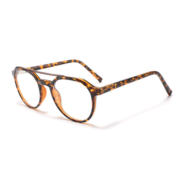 Retro Double Beam Polygonal Frame Anti-Blue Glasses