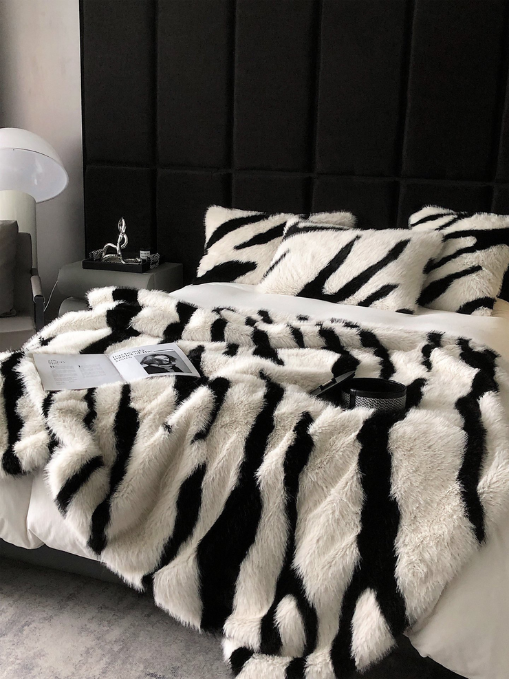 Zebra Faux Fur Blanket