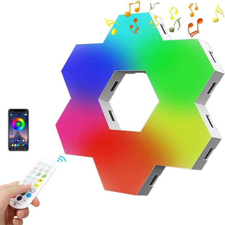 Hexagon Light Panels, Music Sync RGB Hexagon LED Lights Gaming Lights with App & Remote Control for Home Decor Gaming