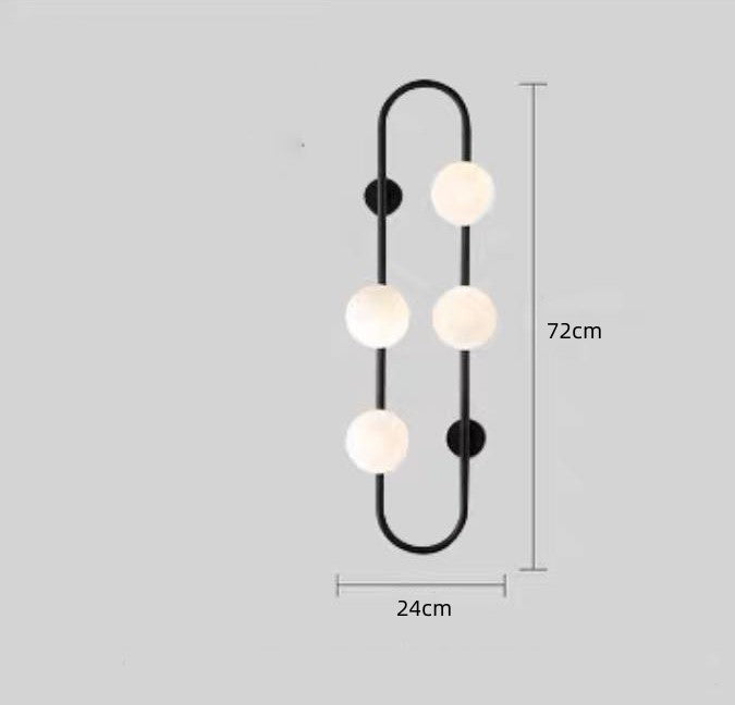 Globe Wall Sconce White Glass 4-Light Wall Lighting Gold Oblong Hanging Rod