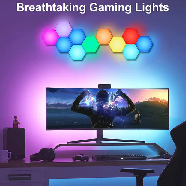 Hexagon Light Panels, Music Sync RGB Hexagon LED Lights Gaming Lights with App & Remote Control for Home Decor Gaming