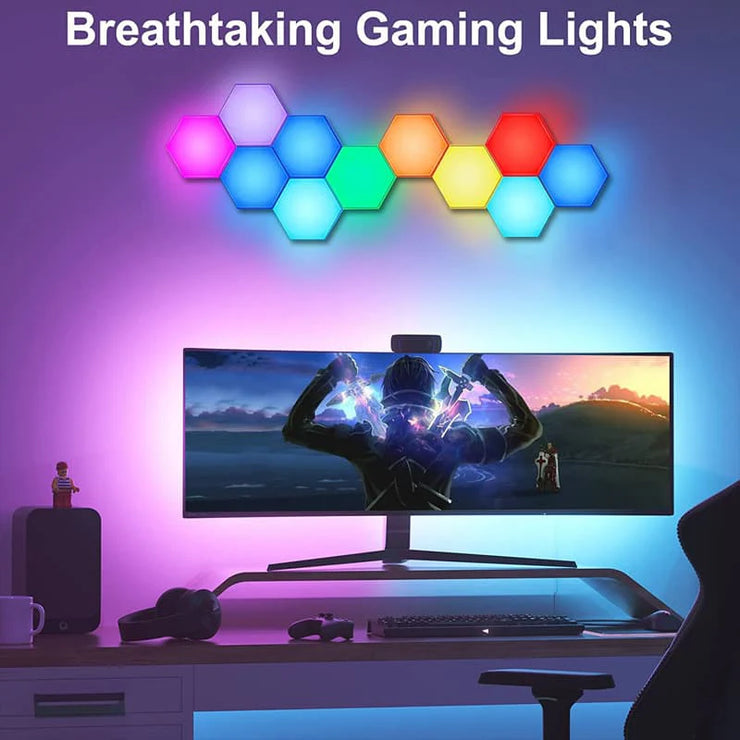 Hexagon Light Panels, Music Sync RGB Hexagon LED Lights Gaming Lights with App & Remote Control for Home Decor Gaming