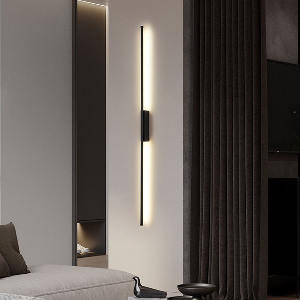 Nordic Minimalist Black Linear LED Mirror Front Light Wall Sconce Lamps