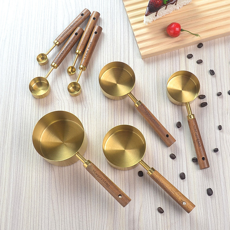 Wooden Measuring Cups and Spoons