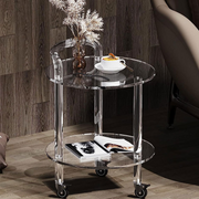 Modern Clear Acrylic Bar Cart Rolling Serving Trolley with 2 Tiers & Handle