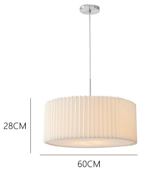 Nordic Minimalist Pleated PVC Fabric Drum Cone 1-Light Pendant Light