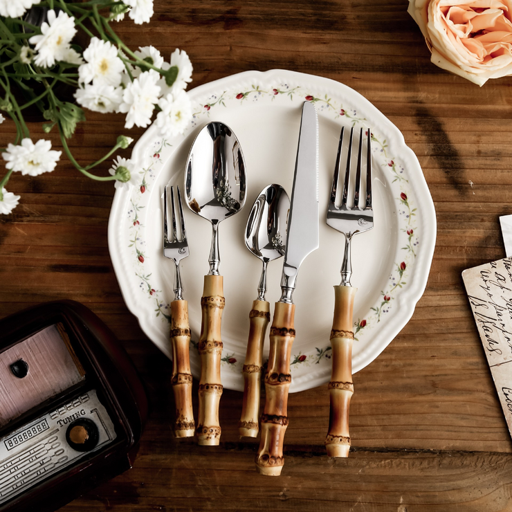 Natural Bamboo Stainless Steel Cutlery Set