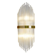 Striaged 2-Light Gold Glass Wall Sconce Metal Vanity Wall Light for Bathroom