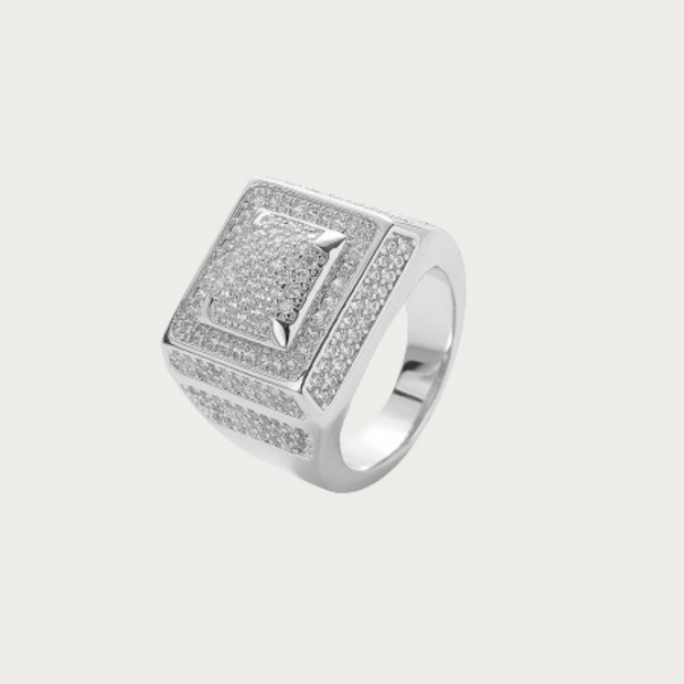 White Gold Square Paved Ring