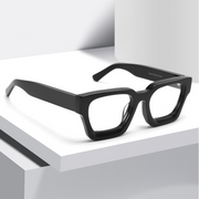 Bright Black Plate Frame Anti-Blue Glasses