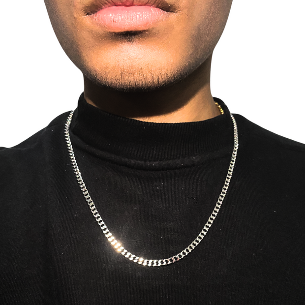 5mm Square Cuban Chain White Gold