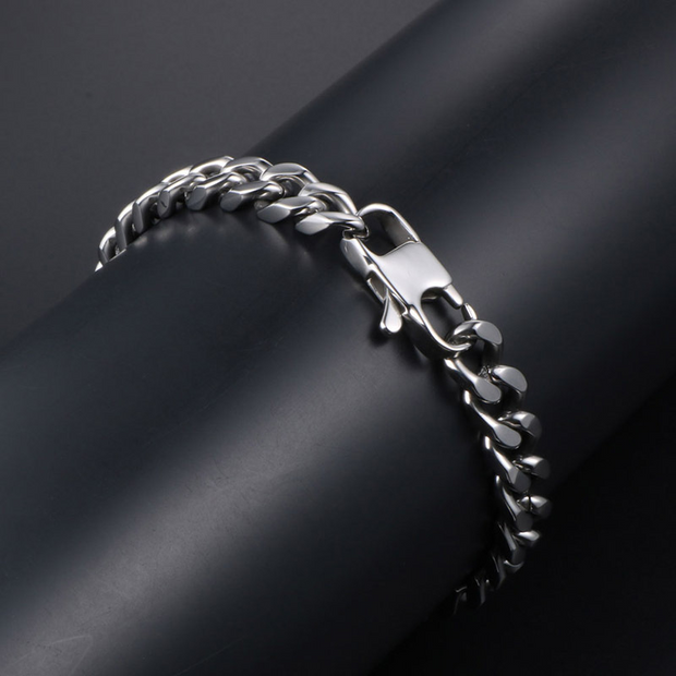 Silver Titanium Steel Chain Bracelet