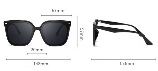 Black Oval Frame Polarized Sunglasses