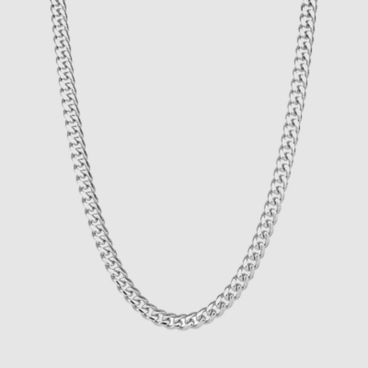 8mm  Cuban Chain White Gold