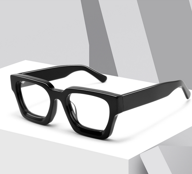 Bright Black Plate Frame Anti-Blue Glasses