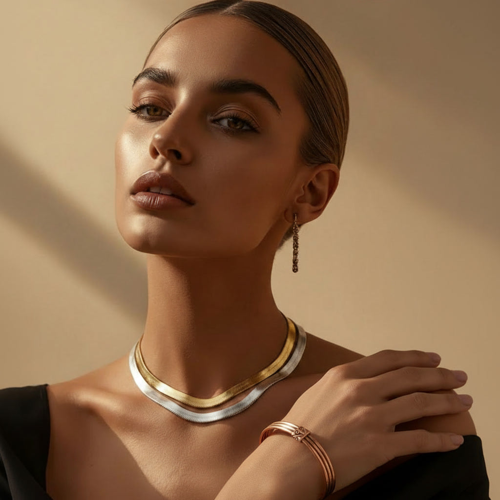 Handcrafted 3-Strand Pure Copper Bangle | Nepalese Stacked Cuff Bracelet with Geometric Clasp