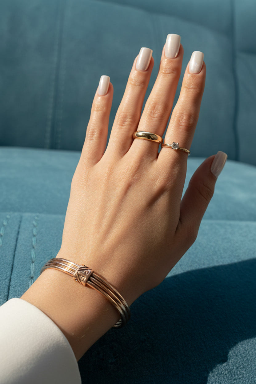 Handcrafted 3-Strand Pure Copper Bangle | Nepalese Stacked Cuff Bracelet with Geometric Clasp