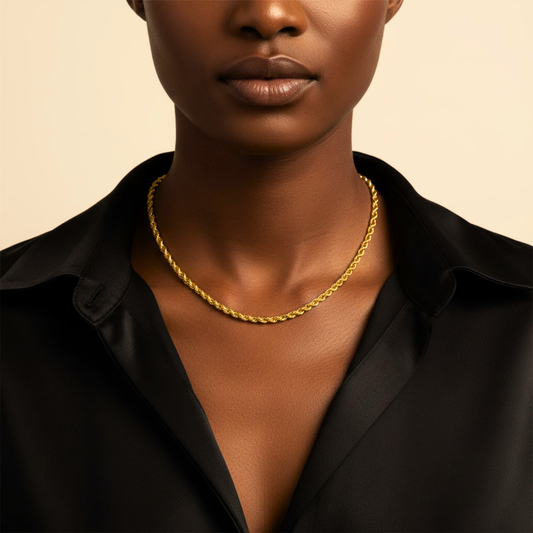 Classic Twisted Rope Chain Necklace - Waterproof Tarnish-Free Premium Steel 3mm