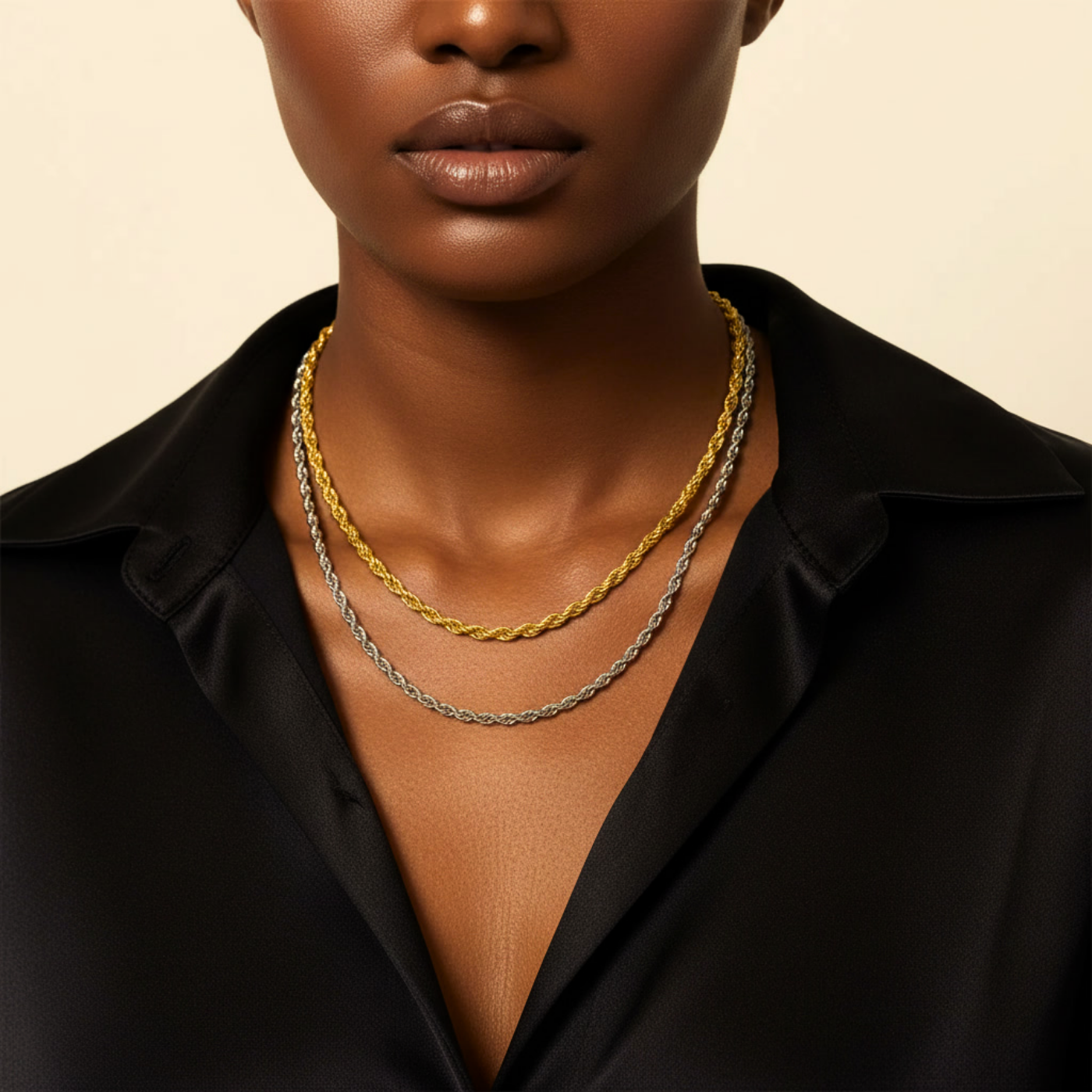 Classic Twisted Rope Chain Necklace - Waterproof Tarnish-Free Premium Steel 3mm